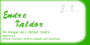 endre kaldor business card